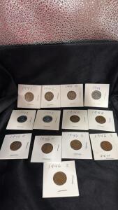 Lot Of Assorted Old Pennies (1) 1941, (1) 1941-S, (1)1941-D, (3) steel 1943, (2)1946, (2) 1946-D, (2)1946-S