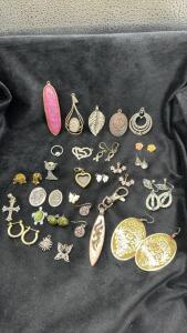 Assorted Pendents, Pins & Earings