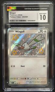 CGC Graded Gem Mint 10 Wingull, Paldean Fates 203/091, Pok&eacute;mon 2024