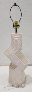(1) Vintage 1980s Postmodern Textured Plaster Zig Zag Table Lamp