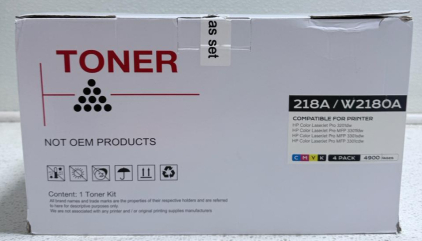 HP Compatible 218A/W2180A Toner Cartridge Set, 4900 Pages, CMYK