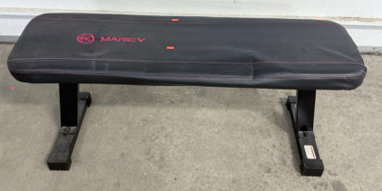 Marcy Flat Weight Bench, Black with Red Accents, Metal Frame