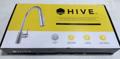 Hive H-KF007-CH Chrome Kitchen Faucet, Single Handle, Pull-Down, 360&deg; Swivel