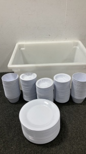 Plates, dessert bowls/ cups and tub