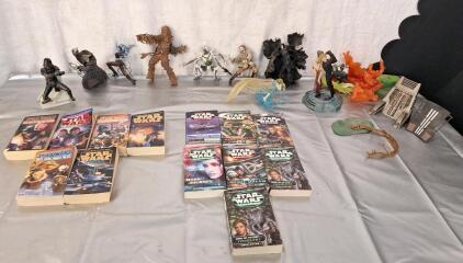 (13) Star Wars Paperback Novels & Assorted Action Figures