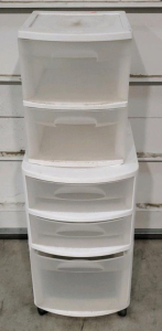 Plastic Storage Container on Wheels and Small Plastic Container