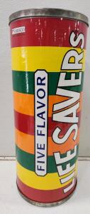 (1) 25" Vintage 1996 Nabisco Life Savers Five Flavor Candy Cardboard Tin