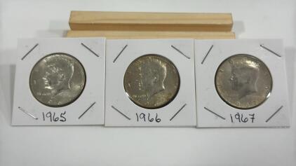 (3) U.S. KENNEDY HALF DOLLARS , 1965,1966,1967