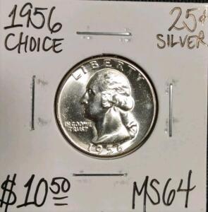 1956 MS64 Choice Silver Washington Quarter