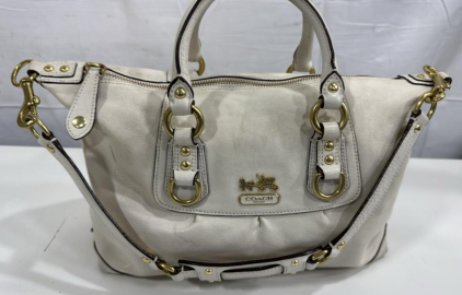 Coach Cream / Ivory Ashley Madison Satchel Purse Shoulder Handbag