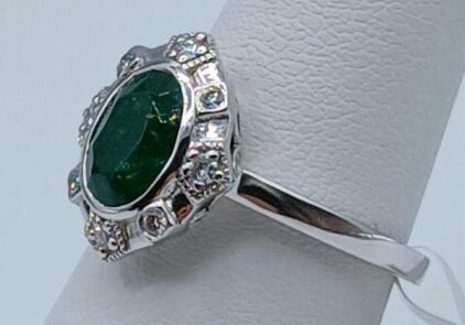 Platinum Emerald Beryl & Diamond Ring, 2.28 CTW, Appraised at $7,830