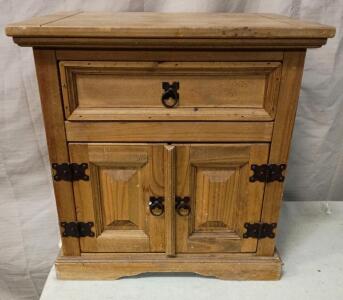 Mexican 'Corona' Rustic Style Solid Pine Wood Nightstand With an Antique Honey Brown Finish. 24"x24"x20"