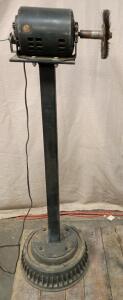 GE Wire Wheel Mounted on a Custom-Made Pedestal Stand, 4ft Tall