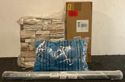 One way Window Privacy Film (29.5&rdquo;x26&rsquo;), (40) Pcs Peel & Stick Wall Tiles (13.5&rdquo;x15&rdquo;), Wall Art & Throw Blanket