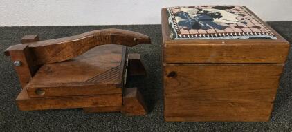 Antique Wood Tortilla Press & Antique Wood Box