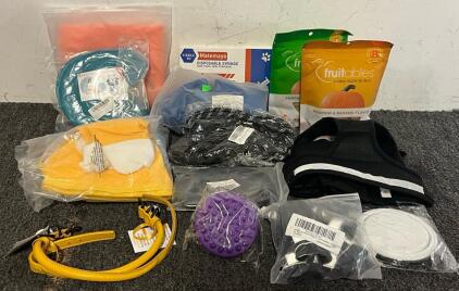 Small - Large Dog Goods Including Duo Dog Leash, Harness, Collars, Grooming Slings, Treats & More