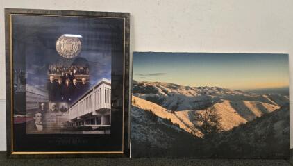 (1) 2000 Supreme Court Framed Picture 26.5" x 32.5" & (1) Hillside Painting 36" x 24"