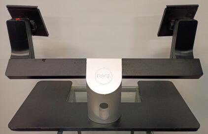 Dell MDS14 Dual Monitor Stand. <br/>Supports Two Monitors up to 24 Inches and 14.3 lbs Each. <br/>Features Height, Tilt, Swivel, and Lateral Sliding Adjustments