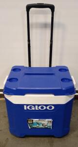 Igloo Latitude 60-Quart Roller Cooler in Blue.
