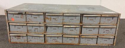 (1) Vintage Industrial 18-Drawer Cabinet