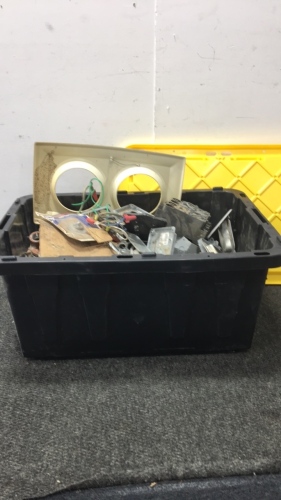 Large HDX Plastic Tote Filled with Electric Supplies