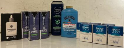 Men&rsquo;s Hygiene &mdash; (6) Pcs Lever 2000 Bar Wash, (5) Pcs Mens Intimate Wash, Hydrating Bodywash, Gold Bond Foot Powder & Natural Color Recovery Lotion