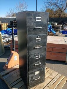 4 Drawer Black File Cabinet, 52" Tall, 15" Wide, 18" Deep