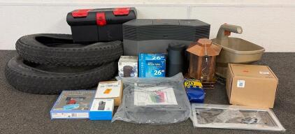 (1) Bose Acoustic Wave Music System II, (1) Bose SoundLink Revolve+ Portable Bluetooth speaker, (1) Waterproof Wireless Speaker, And So Much More!!