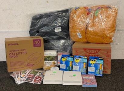 BRAND NEW PRODUCTS!!! Including (1) PetFamily Lavender Scent Cat Litter Pads, (1) Box Of Jacksons Sweet Potato Chips, (1) Tesla Cybertruck Sunshade Roof, And So Much More!!