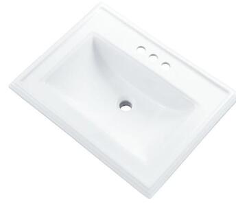 Gerber Logan Square Self-Rimming Bathroom Sink, 23-5/8in x 18-1/8in, 3-Hole, 4in Centers, ADA, Vitreous China, White - 12-875