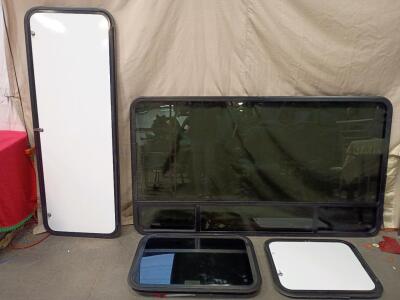 RV or Camper Large Tinted Sliding Window 71.75"x39.75", Small Tinted Window 29.75"x21.5", Large White Popout Panel 61.5"x22", Small White Popout Panel 23.75"x20"