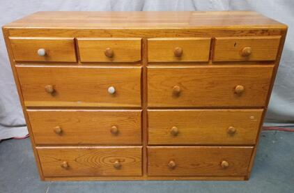11 Drawer Wooden Oak Dresser 34"x48"x16"