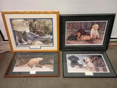 (4) Framed Artwork And Paintings of Dogs 32"x26"