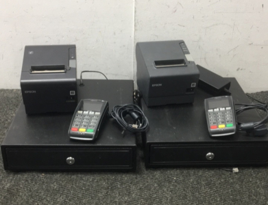 (2) Credit Card Readers (2) Cash Drawers (2) Reciept printers