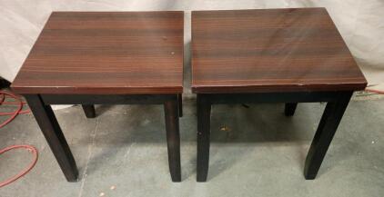 [2] High Gloss Mahogany Top End Tables 23"x22"x22"