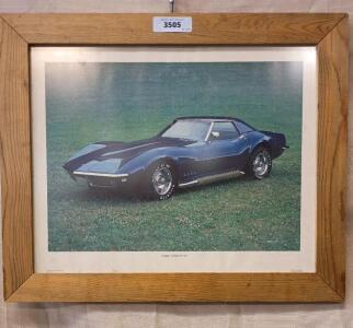 Wooden Framed Print of a C3 Chevrolet Corvette Stingray, Produced in 1968 24"x22"