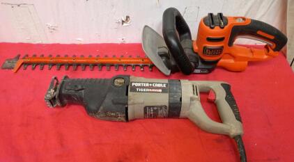 Black+Decker 20" Corded Electric Hedge Trimmer. Porter Cable Tiger Saw Corded