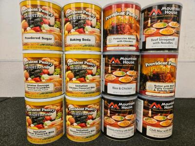 (12) Various Cans Of MRE Food Storage