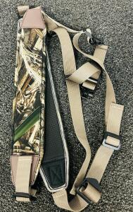 (2) Camouflage Rifle Slings, Miney Clip, Keychain, Metal Tube With Lid, and Fishing Rod Holders