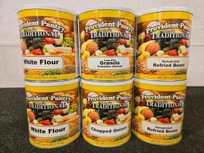 (6) Various Cans Of Dry Food Storage