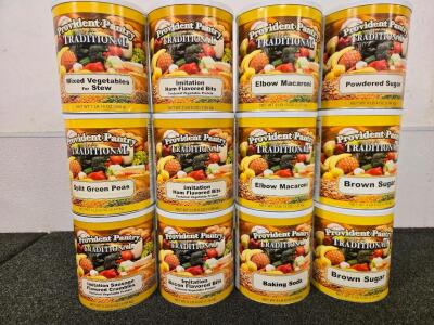 (12) Various Cans Of Dried Food Storage