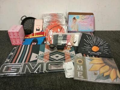 GMC Front Vehicle Logo, (7) Aztec Pattern Mousepads, (2) Princess Beading Kits, Bobs Burgers Apron, Be The Light T-Shirt S, (5) Welcome Summer Garden Flags, Silicone Air Fryer Dish, (8) Orange And Black Paper Patio Lanters, And More!