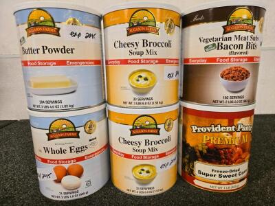 (6) Various Cans of Dried Food Storage
