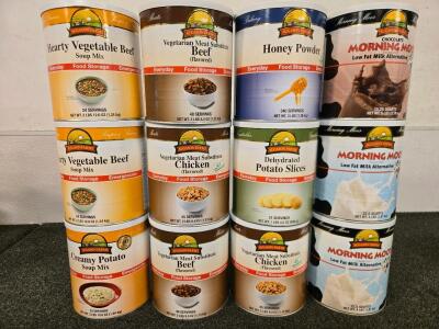 (12) Various Cans of Dried Food Storage