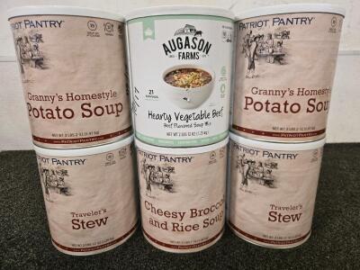 (6) Various Cans of Dried Food Storage
