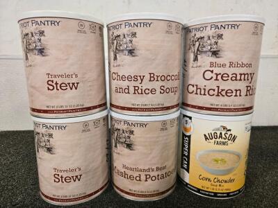 (6) Various Cans of Dried Food Storage