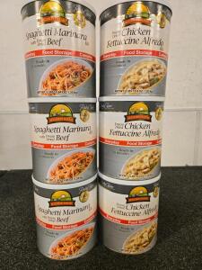 (3) 2lb Cans of Dried Spaghetti Marinara w/Beef, (3) 2lb Cans of Dried Chicken Fettuccine Alfredo