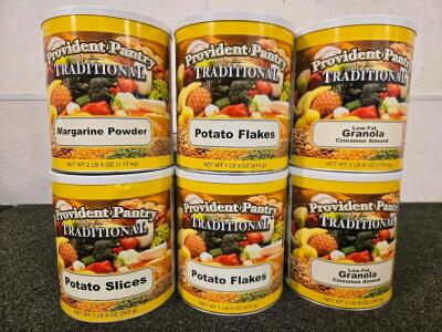 (6) Various Cans Of Dried Food Storage