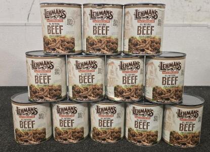 Survival Food- (12) Cans Of Lehman's All Natural Beef- 28oz Cans