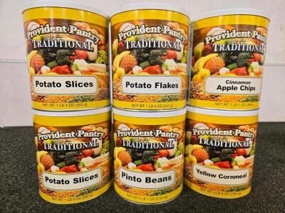 (6) Various Cans of Dried Food Storage